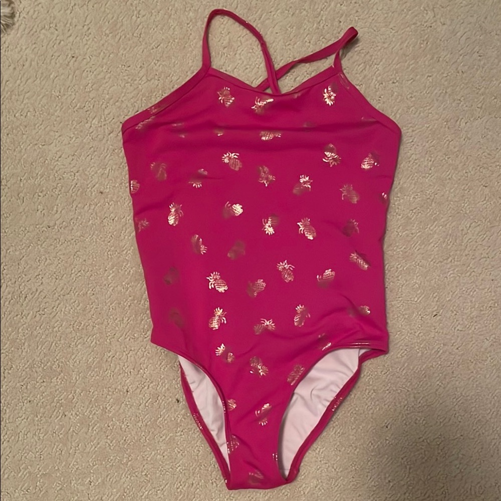 Pink Swimwear with Silver Pineapple Accents
